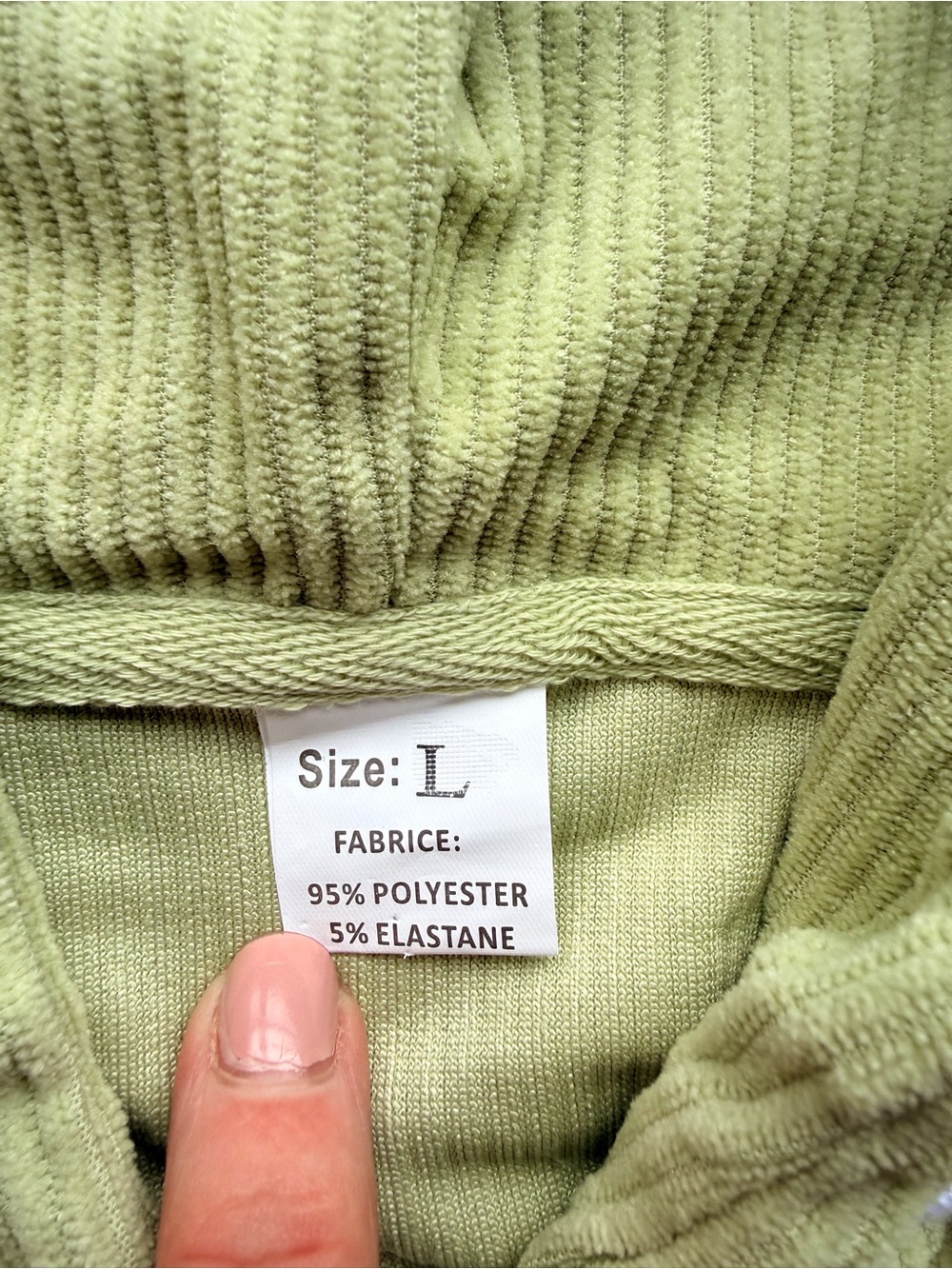 Men's Ribbed Hoodie Sweatshirt Ribbed 1/4 Zip Light Green Size-L NIB - Picture 4 of 9